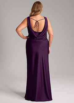 Azazie Rylina Bridesmaid Dresses Grape Mermaid Stretch Satin Dress image8