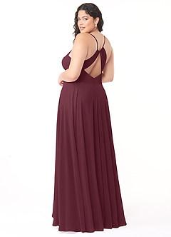 Azazie Avelina Brautjungfernkleider A-Linie V-Hals Gefaltet Chiffon Kleid Cabernetrot image9
