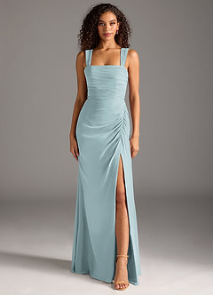 Azazie Jesaphine Bridesmaid Dresses Mist Sheath Bow Chiffon Dress image5