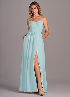 Azazie Joni Bridesmaid Dresses Sea Glass A-Line Strapless Chiffon Convertible Dress image6