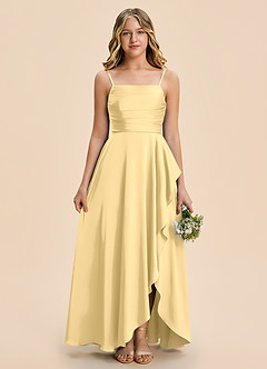 Azazie Naveah Junior Butter A-Line Ruched Stretch Satin Dress image1