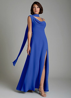 Azazie True Bridesmaid Dresses Royal Blue A-Line Pleated Chiffon Dress image7
