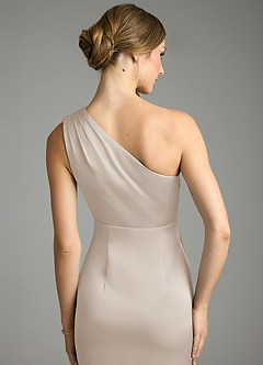 Azazie Emorie Bridesmaid Dresses Frost Sheath One Shoulder Stretch Satin Dress image5