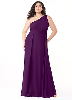 Azazie Dallas Brautjungfernkleider A-Linie One-Shoulder Chiffon Kleid Traube image6
