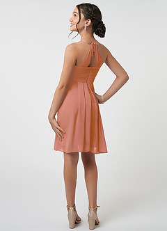 Azazie Ginny Junior A-Linie Plissee Chiffon Kleid Mai Tai image4
