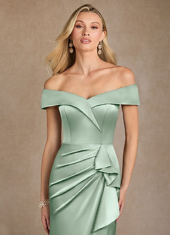 Azazie Laredo Mère de la mariée Robes Robe Sirène en Satin extensible Épaule décolletée Agave image6