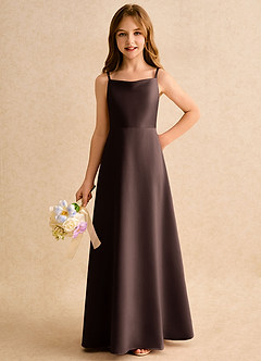 Azazie Joella Girls Formal Flower Girl Klänningar Klä A-Line i Matt satäng Plisserad image6