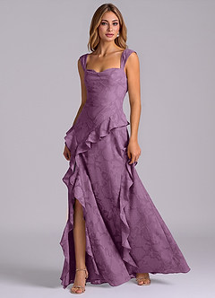 Azazie Sloane Bridesmaid Dresses Wisteria A-Line Sweetheart Neckline Floral Burnout Dress image3