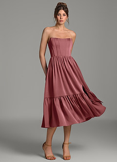 Azazie Delphina Bridesmaid Dresses Amethyst A-Line Corset Stretch Satin Convertible Dress image3