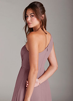 Azazie Brooke Bridesmaid Dresses Dusty Rose A-Line One Shoulder Chiffon Dress image2