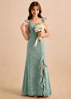 Azazie Novanlie Girls Formal Flower Girl Klänningar Klänning Sjöjungfru i Blommig Utbrändhet Rosett image5