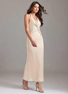 Azazie Valerie Bridesmaid Dresses White Alabaster Mermaid Pleated Stretch Satin Dress image4