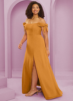 Barbie ♥ Azazie Bridesmaid Dresses Butterscotch A-Line Off the Shoulder Chiffon Convertible Dress image13