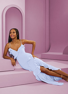 Barbie ♥ Azazie Bridesmaid Dresses Lavender Sheath Chiffon Dress image14