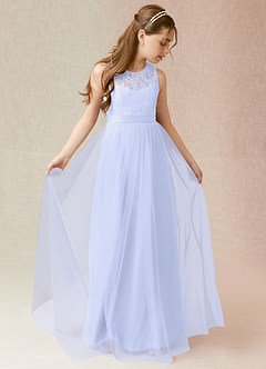 Azazie Georgette Junior A-Linie Spitze Tüll Kleid Lavendel image1