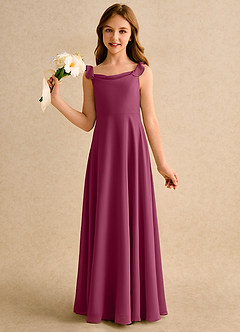 Azazie Puppy Girls Formal Flower Girl Dresses Mulberry A-Line Pleated Chiffon Dress image3