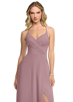 Azazie Davis Bridesmaid Dresses Dusty Rose A-Line V-Neck Chiffon Dress image4