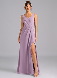 Azazie Bernice Bridesmaid Dresses Wisteria A-Line Pleated Chiffon Dress image6