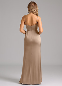 Azazie Aimee Bridesmaid Dresses Taupe A-Line Sweetheart Neckline Stretch Satin Dress image2