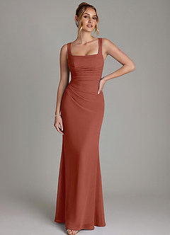 Azazie Agustina Bridesmaid Dresses Auburn Mermaid Corset Chiffon Dress image1