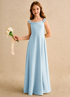 Azazie Puppy Girls Formal Flower Girl Dresses Sky Blue A-Line Pleated Chiffon Dress image4
