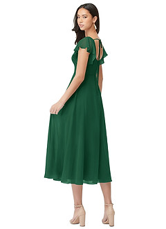 Azazie Bondi Bridesmaid Dresses Dark Green A-Line Ruched Chiffon Dress image2