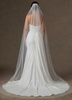 front Minimalist Raw-Edge Cathedral Bridal Veil