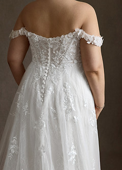 Azazie Florentina Robes de mariée Robe Trapèze en Tulle Paillettes en forme de cœur Blanc De Diamant image10