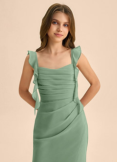 Azazie Jessamine Junior Matcha Mermaid Sweetheart Neckline Chiffon Dress image7