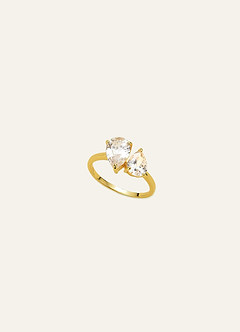 front Double Pear Zirconia Ring