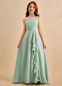 Azazie Chibi Girls Formal Flower Girl Dresses Agave A-Line Pleated Chiffon Dress image3