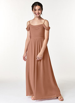 Azazie Alivia Junior Bronzer A-Line Off the Shoulder Chiffon Dress image5