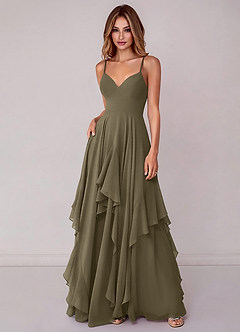 Azazie Zaina Bridesmaid Dresses Willow Green A-Line Chiffon Dress image3