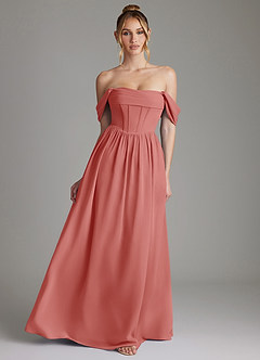 Azazie Caterina Kleider zum Anprobieren zu Hause A-Linie Korsett Chiffon Kleid Agave image1