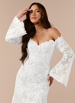 Azazie Arlette Wedding Dresses Diamond White Mermaid Sweetheart Sequins Tulle Dress image6