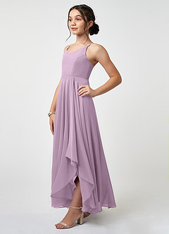 Azazie Collette Junior A-Linie Gestreift Chiffon Kleid Blauregen image3