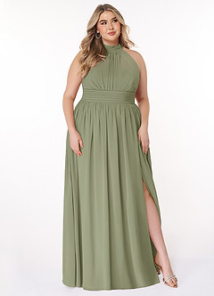 Azazie Iman Brautjungfernkleider A-Linie A-Linie Gerüscht Chiffon Kleid Pistazie image11