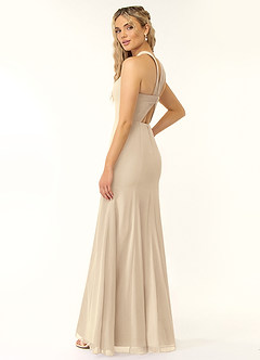 Azazie Rue Robes de demoiselle d'honneur Robe Trapèze en Mousseline de soie Dos nu Champagne image5