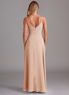 Azazie Daenerys Robes de demoiselle d'honneur Robe Trapèze en Mousseline de soie Col bénitier Rose Perle image2