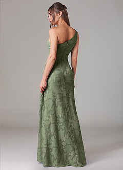 Azazie Ellianna Bridesmaid Dresses Pistachio A-Line One Shoulder Floral Burnout Dress image4