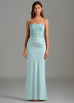 Azazie Emilia Bridesmaid Dresses Mist Mermaid Strapless Stretch Satin Dress image5