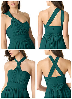 Azazie Olani Brautjungfernkleider Wandelbar A-Linie Schulterfrei Chiffon Kleid Pfau image7