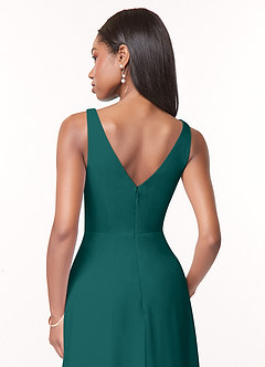 Azazie Nala Brudtärnklänningar Klänning av A-Linje i Chiffong Plisserad Påfågelblå image5