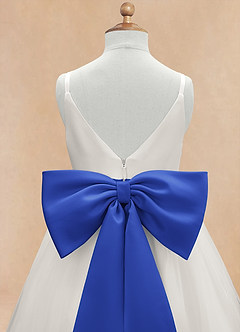 Azazie Lea vestidos de niña de las flores Vestido de Azul Real de Tul de Corte En A con Tirante Espagueti image9