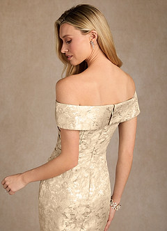 Azazie Canton Final Sale Champagne Mermaid Off the Shoulder Jacquard Dress image6
