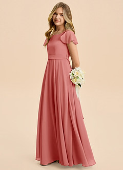 Azazie Cady Junior A-Linie Plissee Chiffon Kleid Antike Rose image7