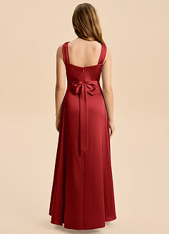 Azazie Kiki Junior Pomegranate A-Line Bow Stretch Satin Dress image5