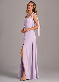 Azazie Debra Vestidos de madrinha de casamento Vestir Lilás Fosco de Chiffon de Linha A com com bolsos image4