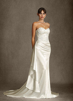 Azazie Angel Wedding Dresses Antique White Mermaid Strapless Charmeuse Dress image6