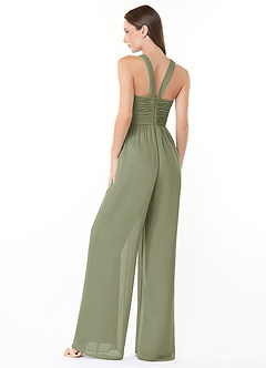 Azazie Berdie Bridesmaid Dresses Pistachio Halter Chiffon Jumpsuit image4